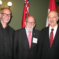 Photo: Left to Right: Andrew Hessel, Mark Poznansky, Minister Reza Moridi